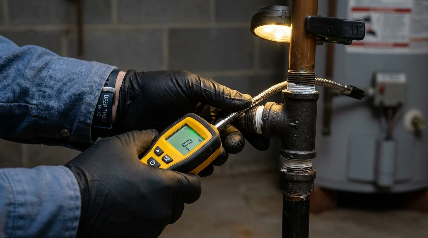 Gas leak detection with electronic sniffer by Johns Plumbing LLC in Gillespie