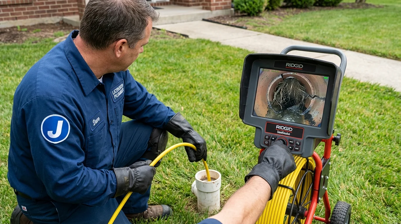 Sewer camera inspection being performed by Johns Plumbing LLC in Gillespie